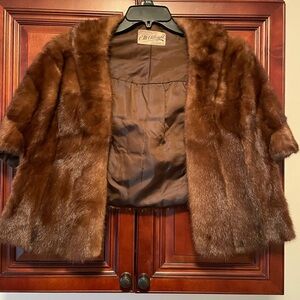 Elegant vintage Brown mink Fur shawl